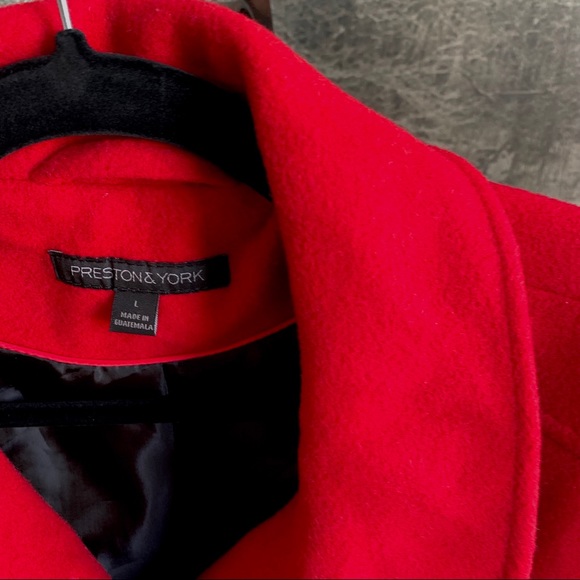 PRESTON & YORK RED WOOL PEA COAT - Picture 4 of 15